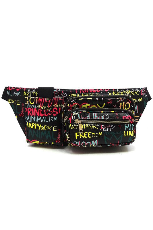 Multi Graffiti Fanny Bag Waist Bag - Triple-CBoutique