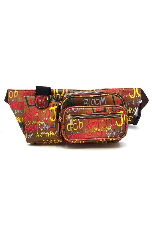 Multi Graffiti Fanny Bag Waist Bag - Triple-CBoutique