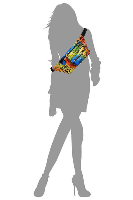 Multi Graffiti Fanny Bag Waist Bag - Triple-CBoutique
