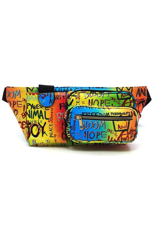 Multi Graffiti Fanny Bag Waist Bag - Triple-CBoutique
