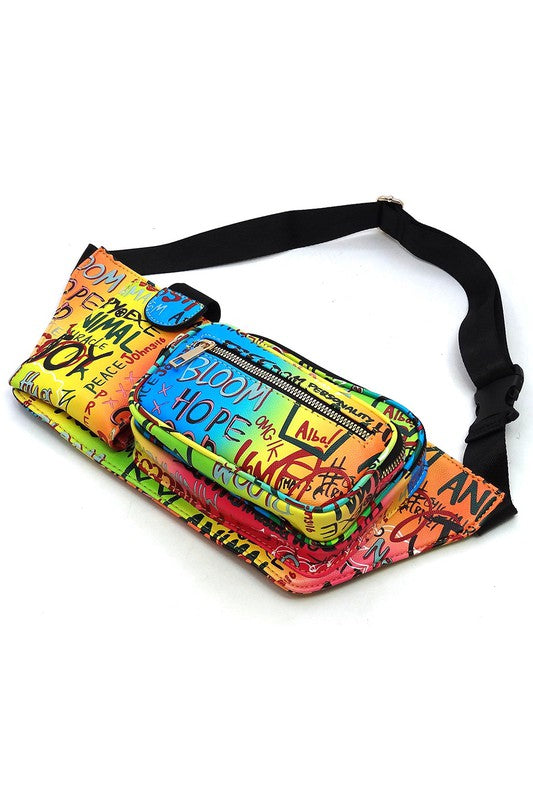 Multi Graffiti Fanny Bag Waist Bag - Triple-CBoutique