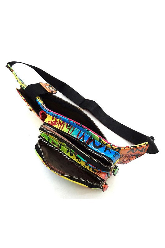 Multi Graffiti Fanny Bag Waist Bag - Triple-CBoutique