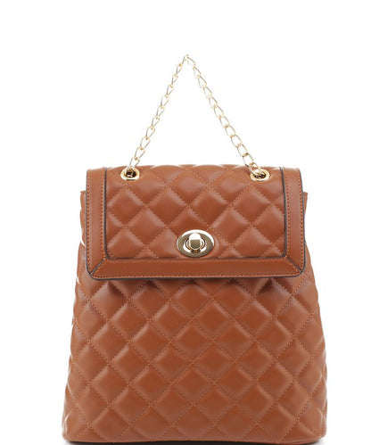 Quilted Twistlock Fashion Backpack - Triple-CBoutique