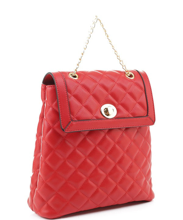 Quilted Twistlock Fashion Backpack - Triple-CBoutique