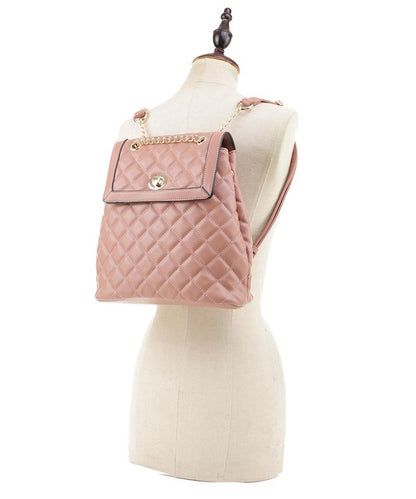 Quilted Twistlock Fashion Backpack - Triple-CBoutique