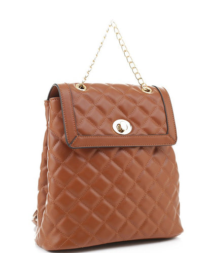 Quilted Twistlock Fashion Backpack - Triple-CBoutique