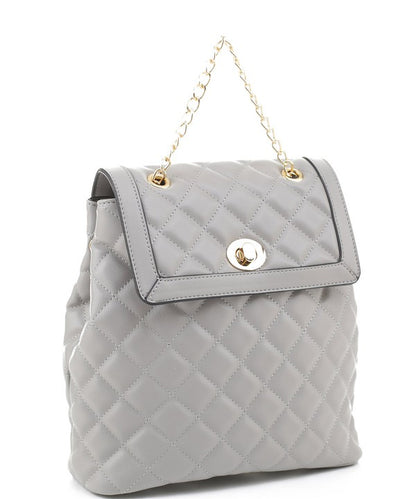 Quilted Twistlock Fashion Backpack - Triple-CBoutique