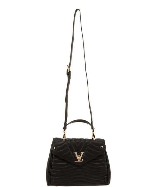 V Accent Crossbody Bag with Handle - Triple-CBoutique