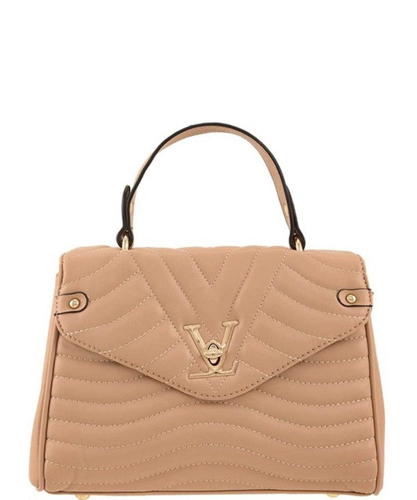 V Accent Crossbody Bag with Handle - Triple-CBoutique