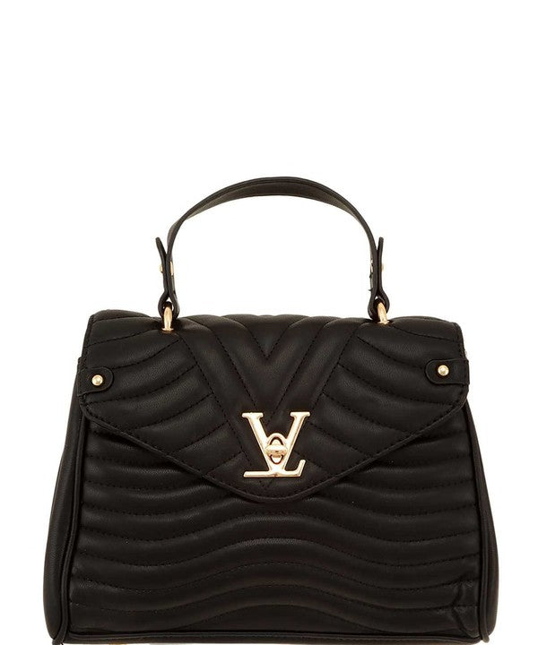 V Accent Crossbody Bag with Handle - Triple-CBoutique