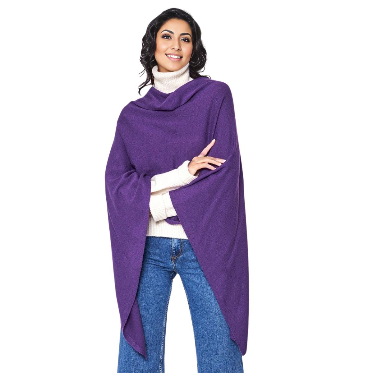 Scarf Poncho Purple 4 Style Wrap for Women
