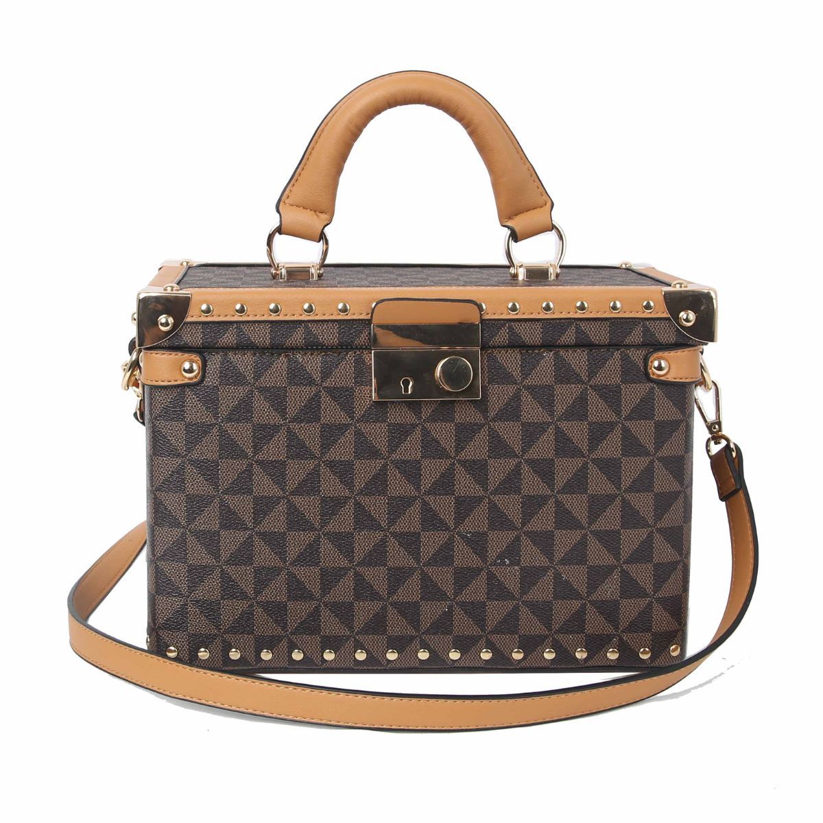 Brown Square Trunk Handbag